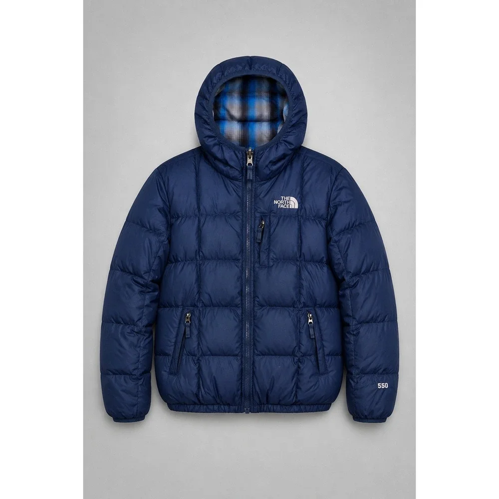 The North Face Puffer Jacket Boys L 14 / 16 550 Down Fill Hooded Reversible